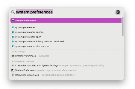 System Preferences on Mac